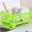 Plastic Dish Rack with Draining Tray and Knife & Fork Holder – Green