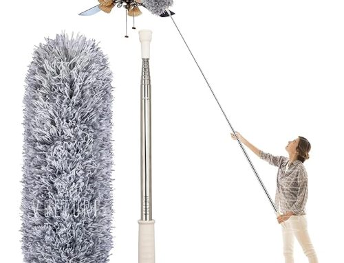 best VOLTURI Microfiber Feather Duster Bendable & Extendable Fan Cleaning Duster with 100 inches Expandable Pole Handle Washable Duster for High Ceiling Fans,Window Blinds, Furniture (Standard)